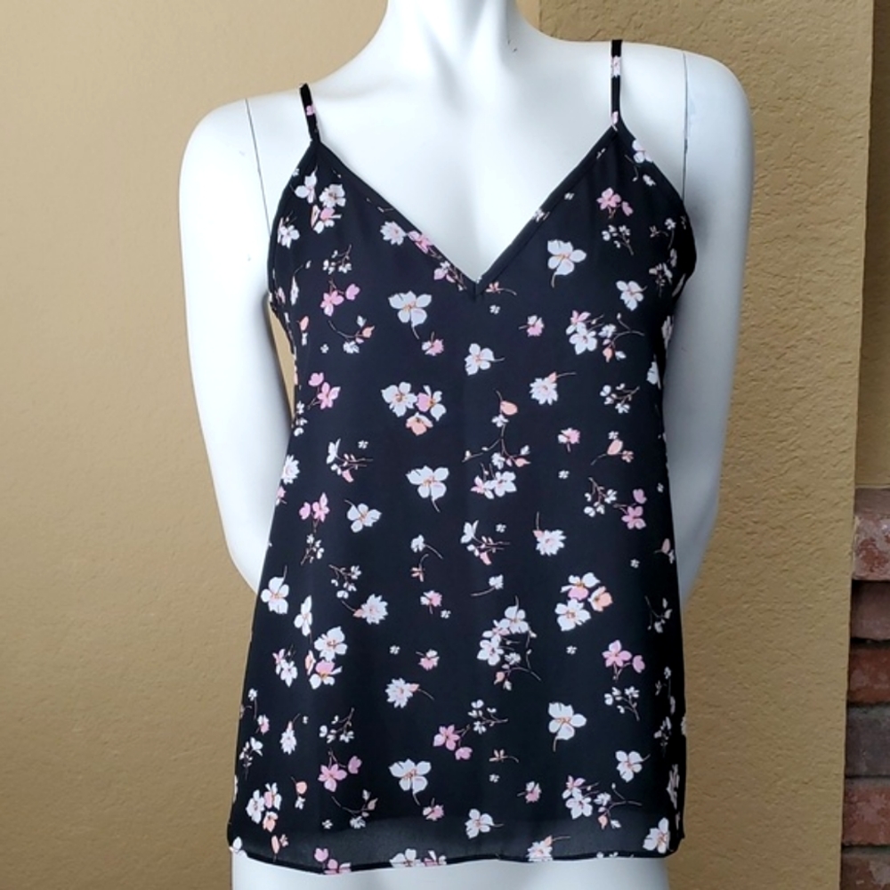 🆕️ ABOUND Black Floral V-Neck Sleeveless Top SIZE: L